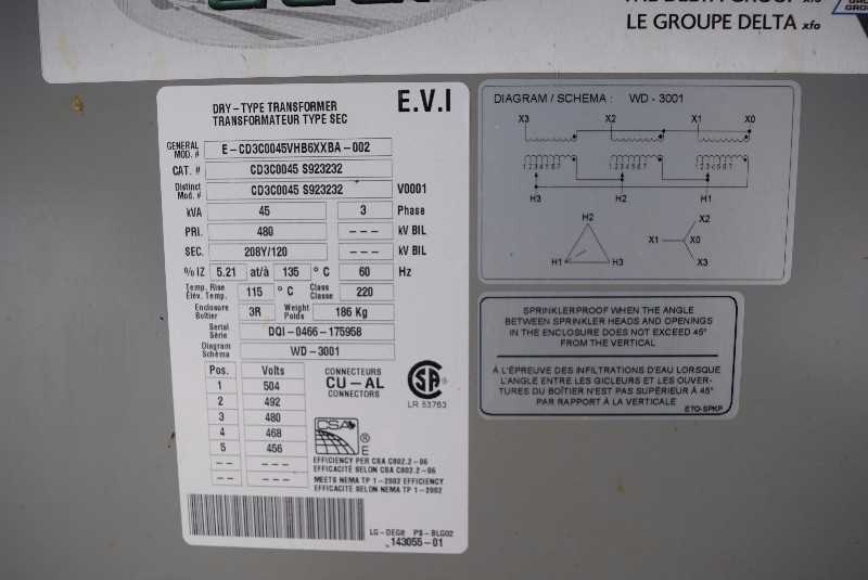 ENVIRO-GUARD CD3C0045 TRANSFORMER DRY TYPE 45 KVA 480 VAC 208/120 VAC - MISCELLANEOUS