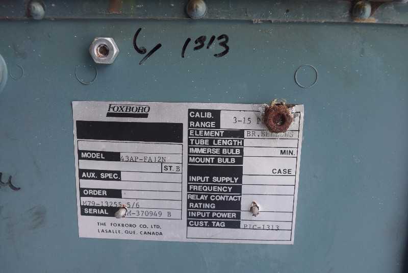 FOXBORO 43AP-FA12N PNEUMATIC CONTROLLER - MISCELLANEOUS