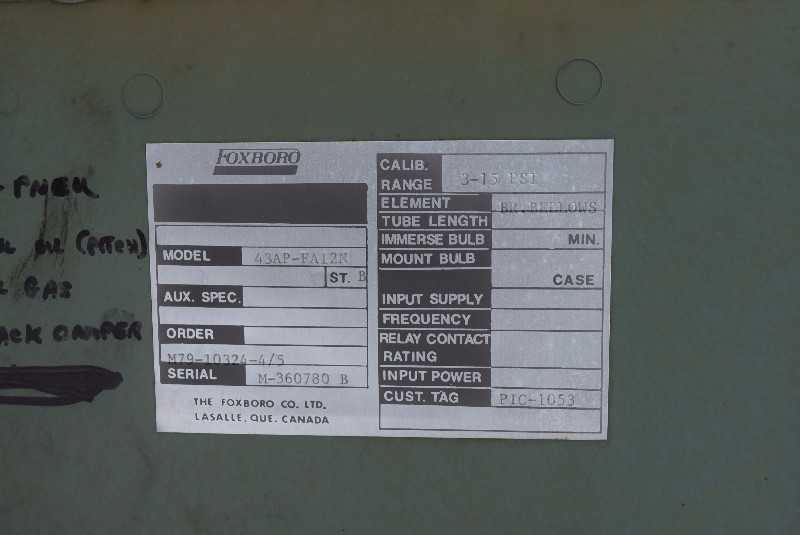 FOXBORO 43AP-FA12N PNEUMATIC CONTROLLER - MISCELLANEOUS