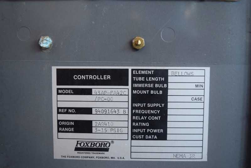 FOXBORO 43AP-FA42C PNEUMATIC CONTROLLER - MISCELLANEOUS