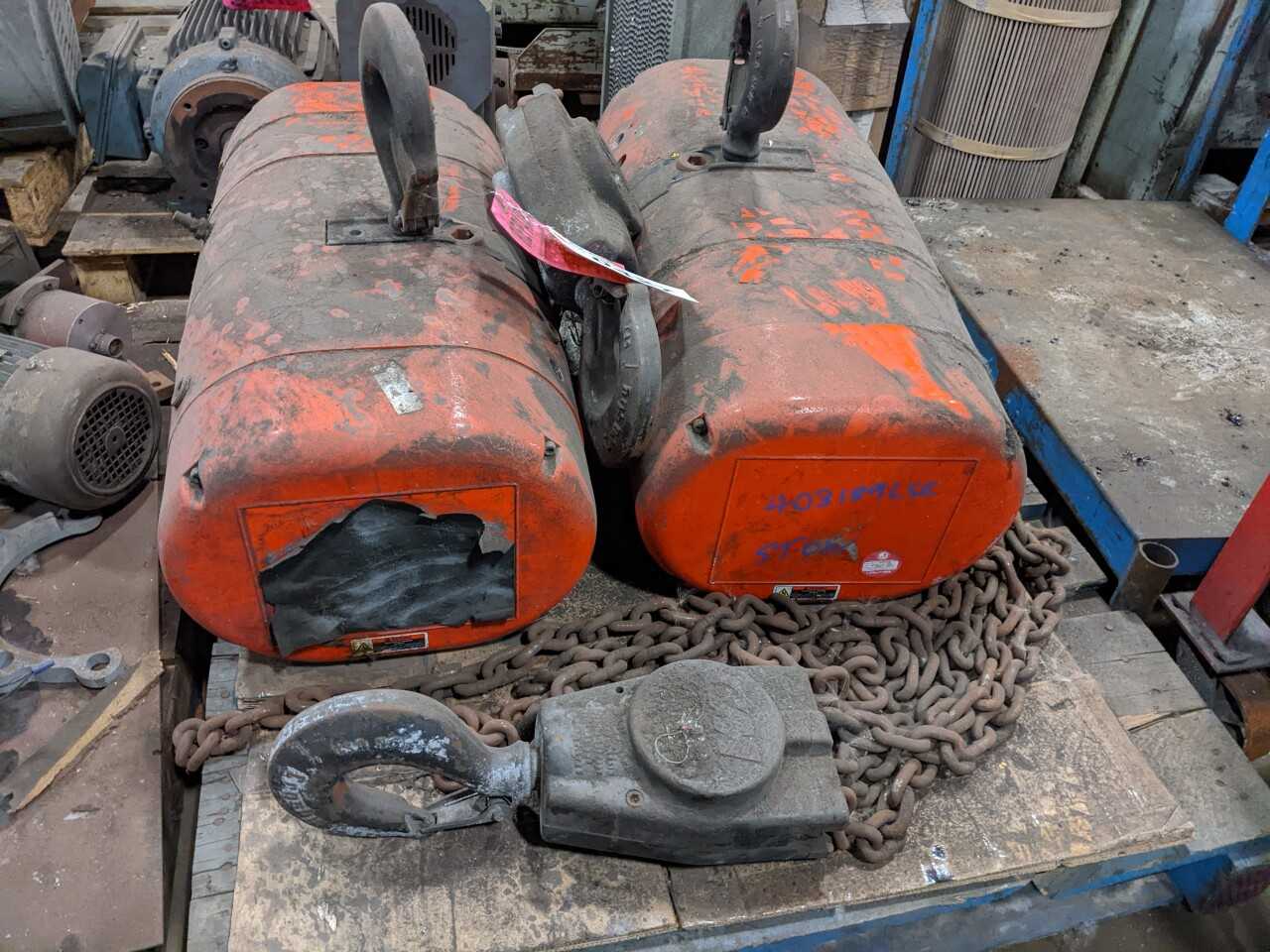 LOT OF 2 COLUMBUS MCKINNON CM LODESTAR XL 5 TON ELECTRIC HOIST (NEED REPAIRS) - LIFTING EQUIPMENT