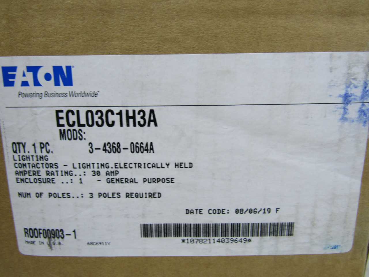 1x Eaton ECL03C1H3A Lighting Contactor - CONTACTORS