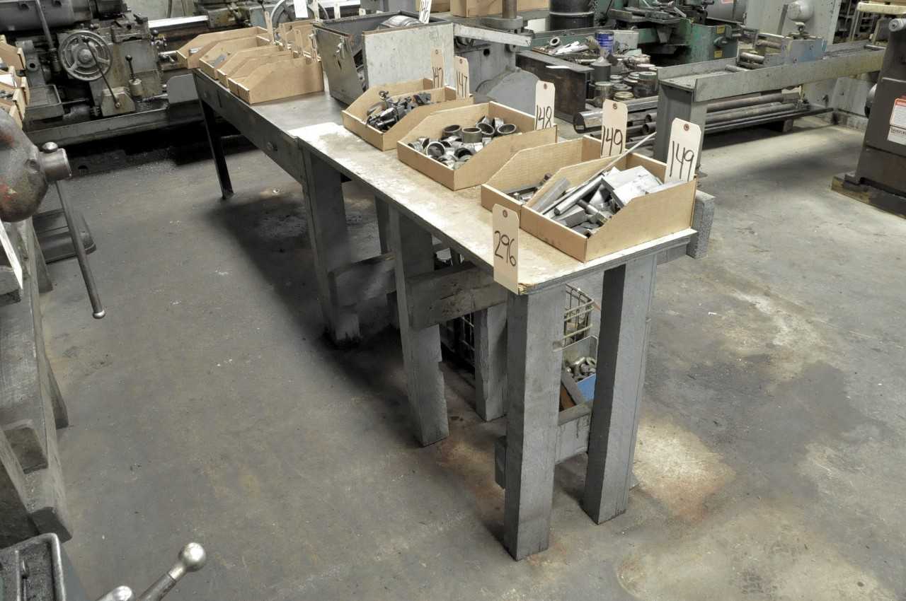 Lot 3 Benches and 1 Cabinet with 1 Bench Vise - MATERIAL HANDLING