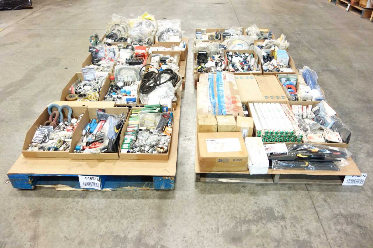 4 PALLETS OF ASSORTED MISCELLANEOUS INDUSTRIAL SURPLUS - ELECTRICAL COMPONENTS