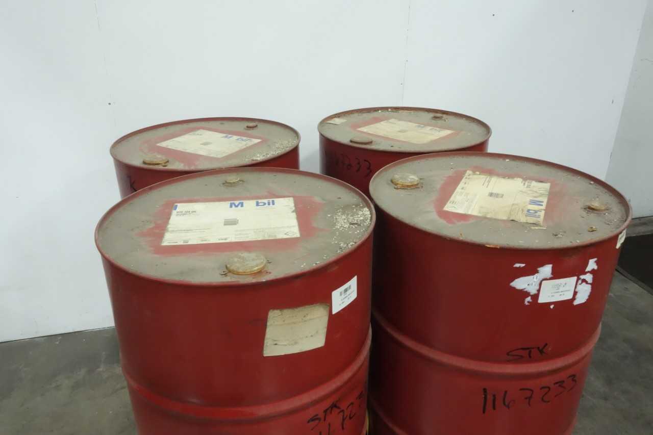 LOT OF 4 FULL 55 GALLON DRUMS OF MOBIL DTE 724 GAS TURBINE OIL - ELECTRIC POWER TOOLS
