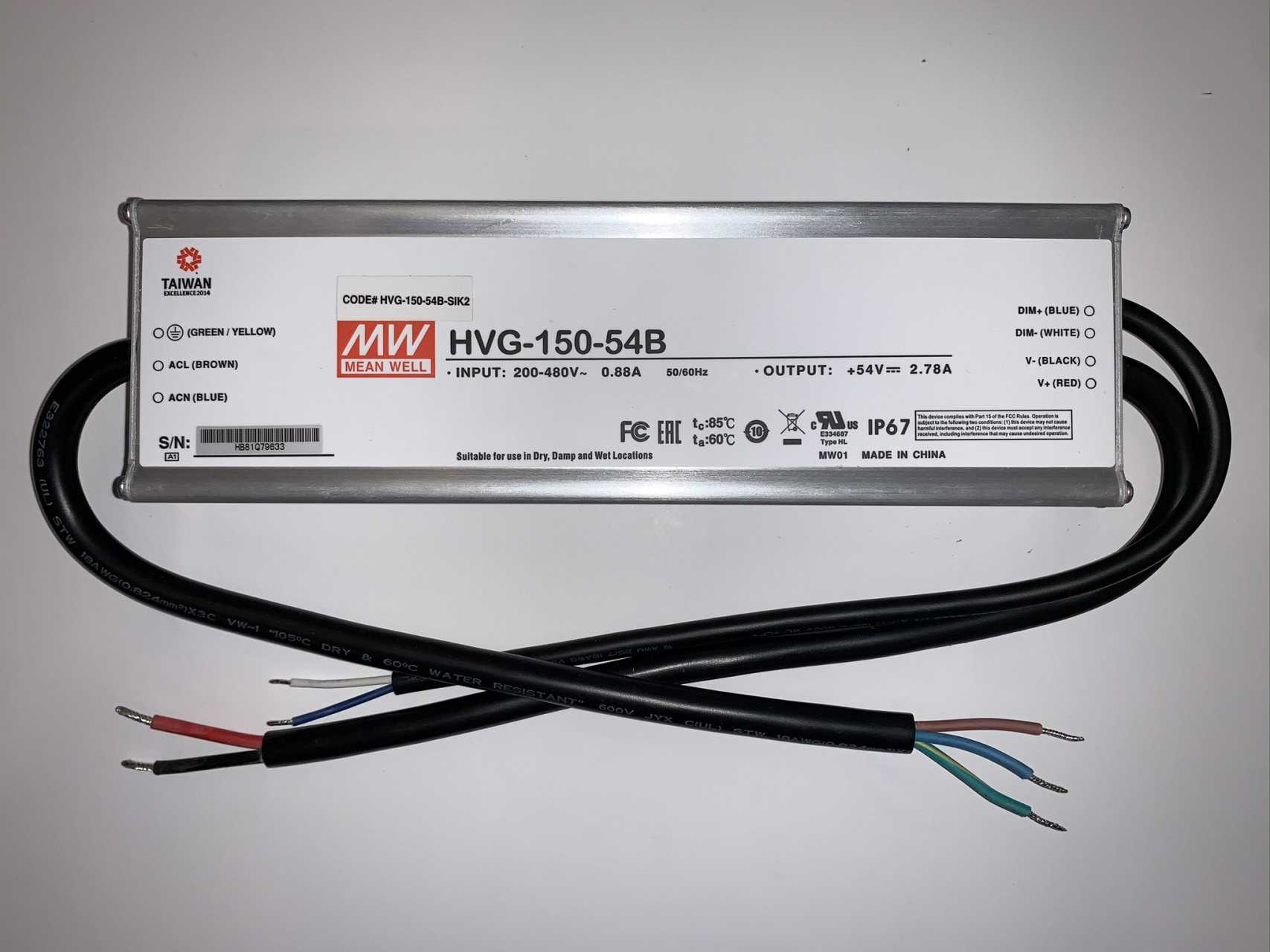 New - Lot of 60 - Mean Well HVG-150-54B-SIK2 LED Power Supply Driver - ELECTRICAL COMPONENTS