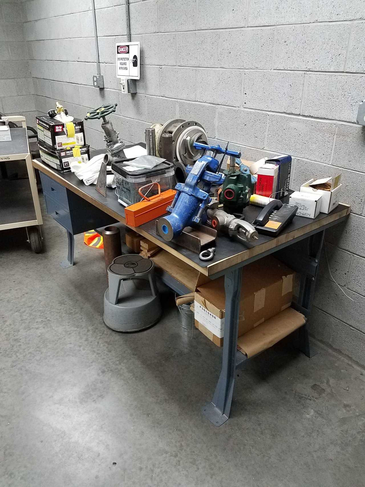 6' x 3' steel work desk with wood surface - PLANT & FACILITY