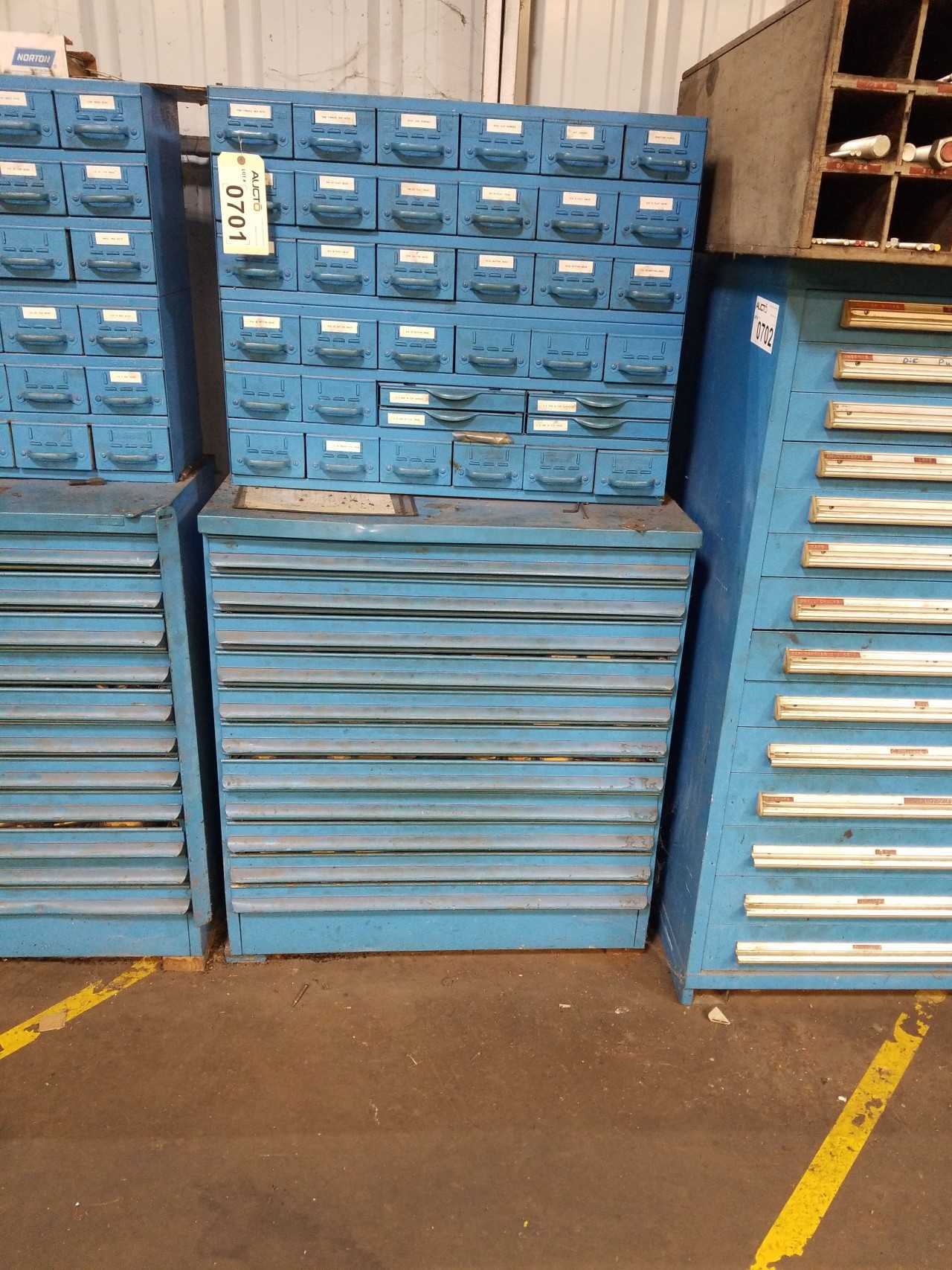 BLUE TOOL BOX AND PARTS STORAGE BIN WITH CONTENTS - MISCELLANEOUS BLUE TOOL BOX AND PARTS STORAGE BIN WITH CONTENTS - MISCELLANEOUS