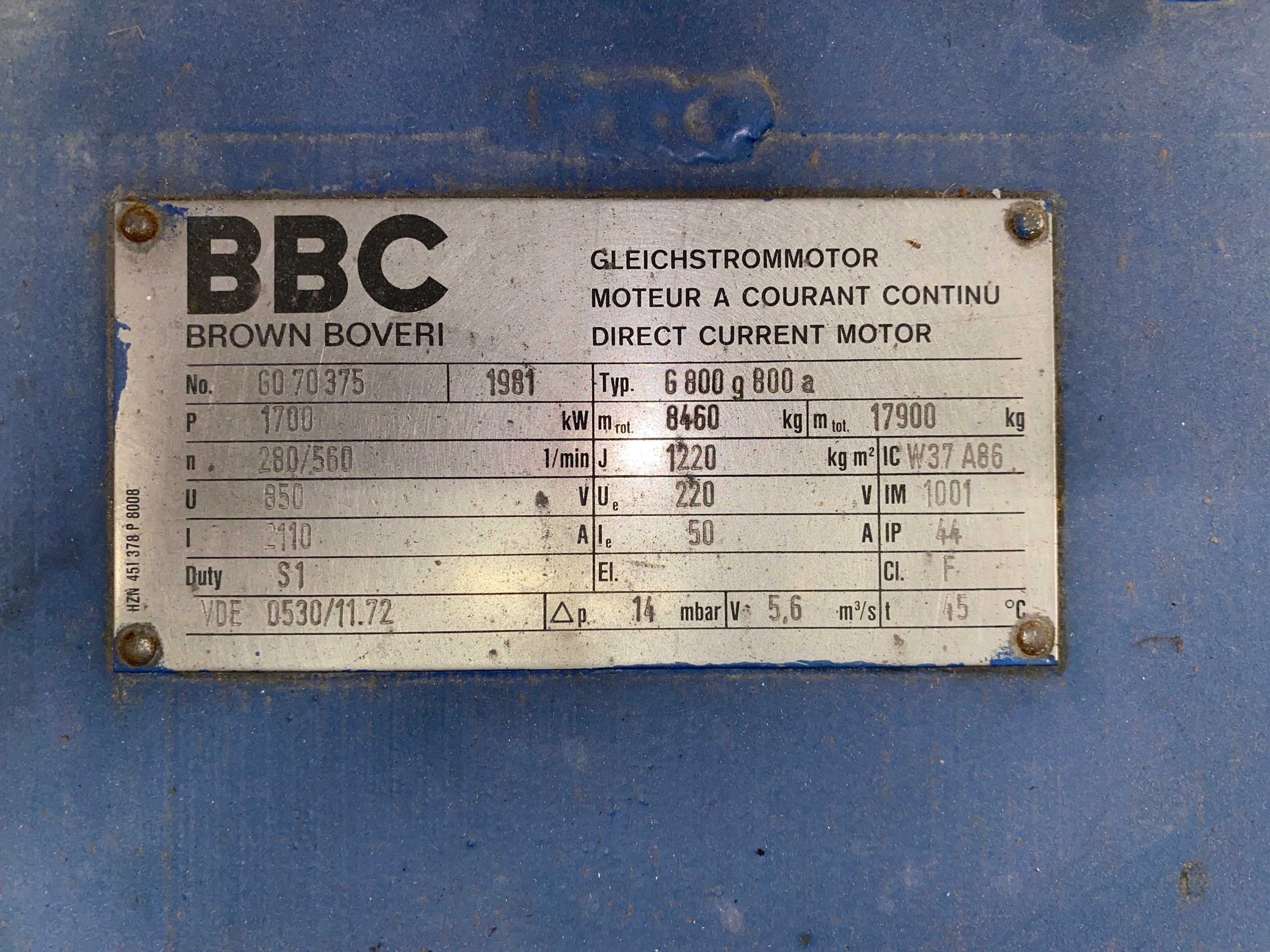 QTY 2 - 2279 ABB/BBC DC MOTORS - DC MOTOR
