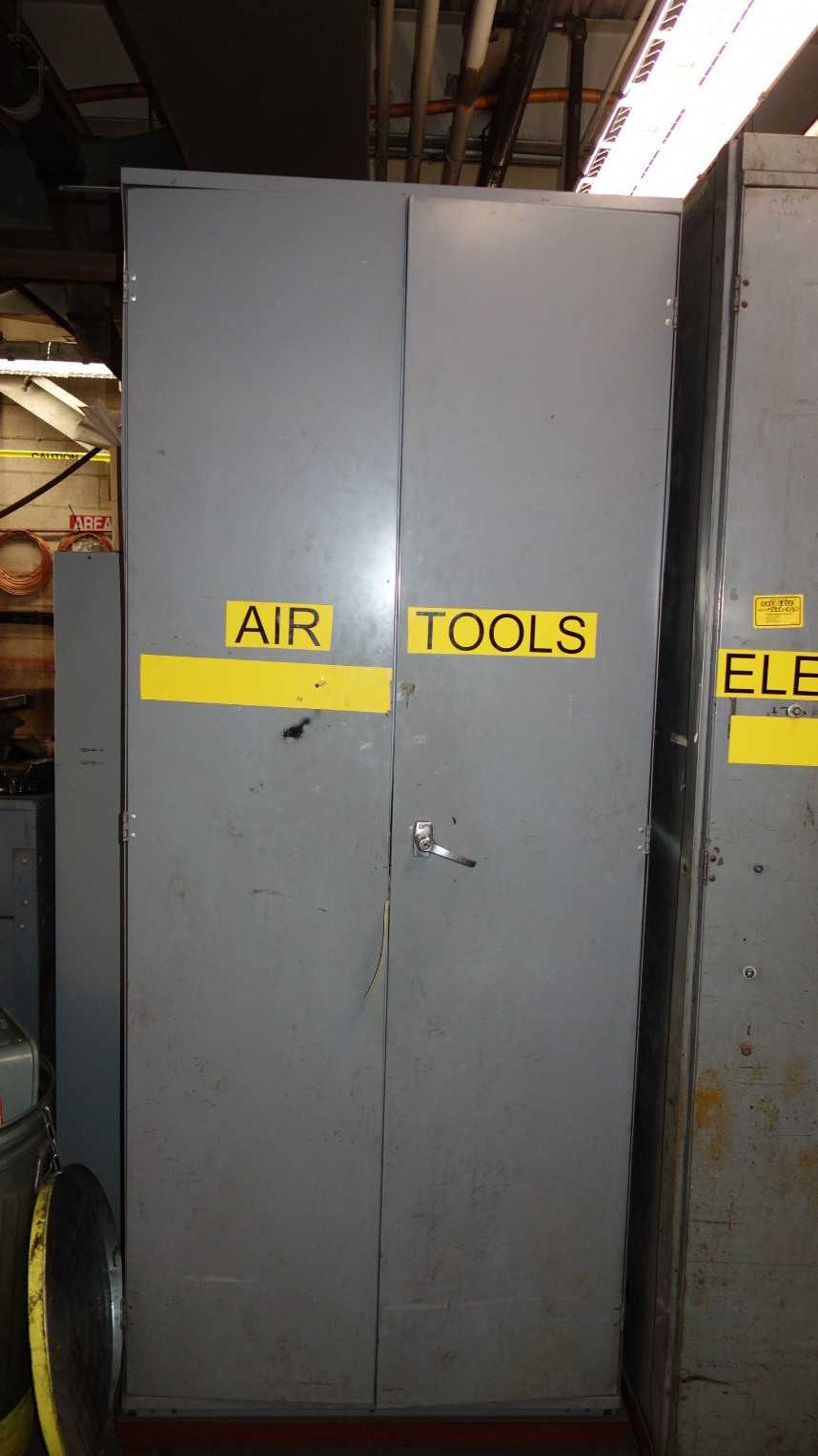 LOT OF 2 STORAGE CABINETS WITH CONTENTS, ASSORTED HONES - TOOL STORAGE