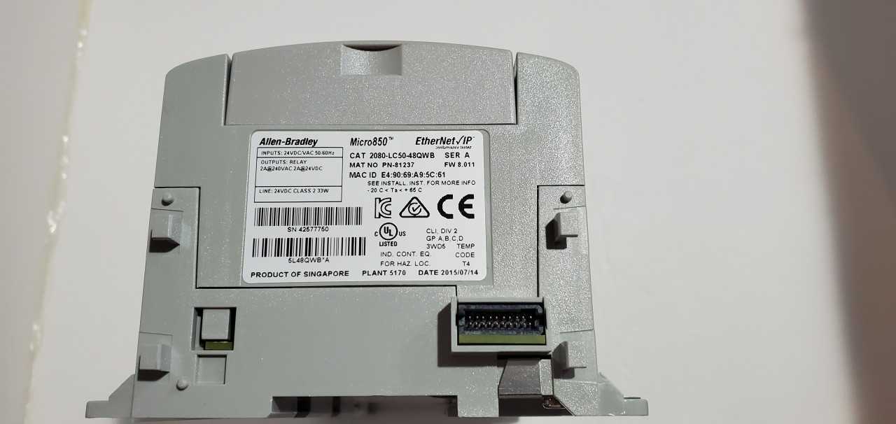 Allen Bradley Micro 850 2080-LC50-48QWB PLC - AUTOMATION & CONTROLS