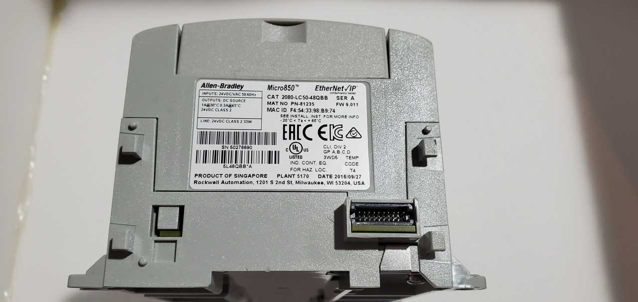 Allen Bradley Micro 850 2080-LC50-48QBB PLC - AUTOMATION & CONTROLS
