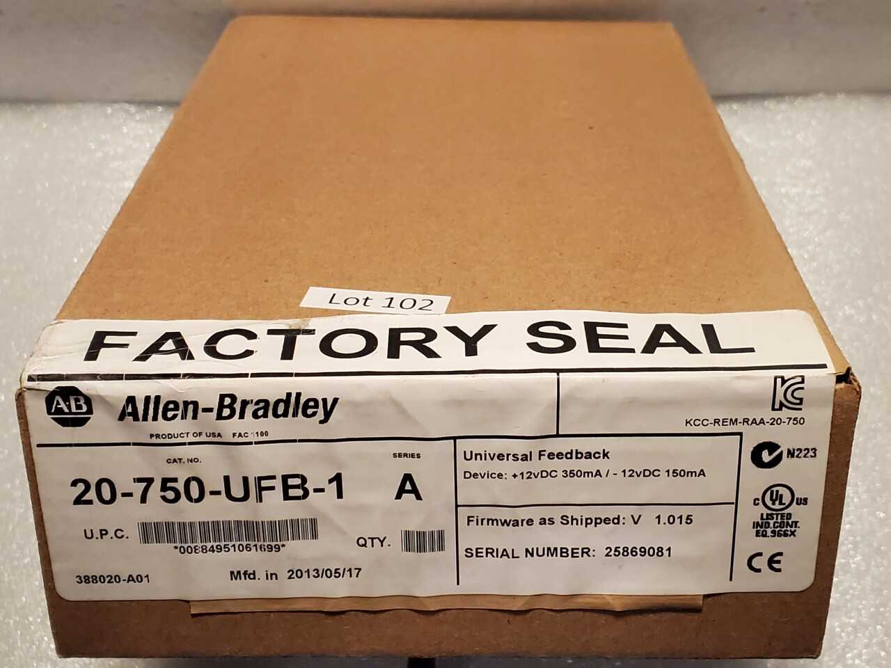 Allen Bradley Feedback Module 20-750-UFB-1 - AUTOMATION & CONTROLS
