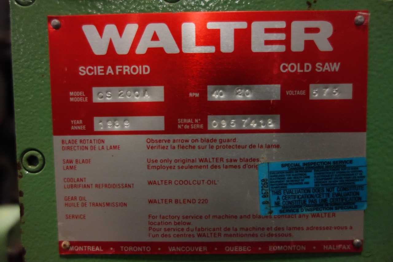 WALTER COLD SAW CS200A, 40-80RPM, 575V - METAL SAWS