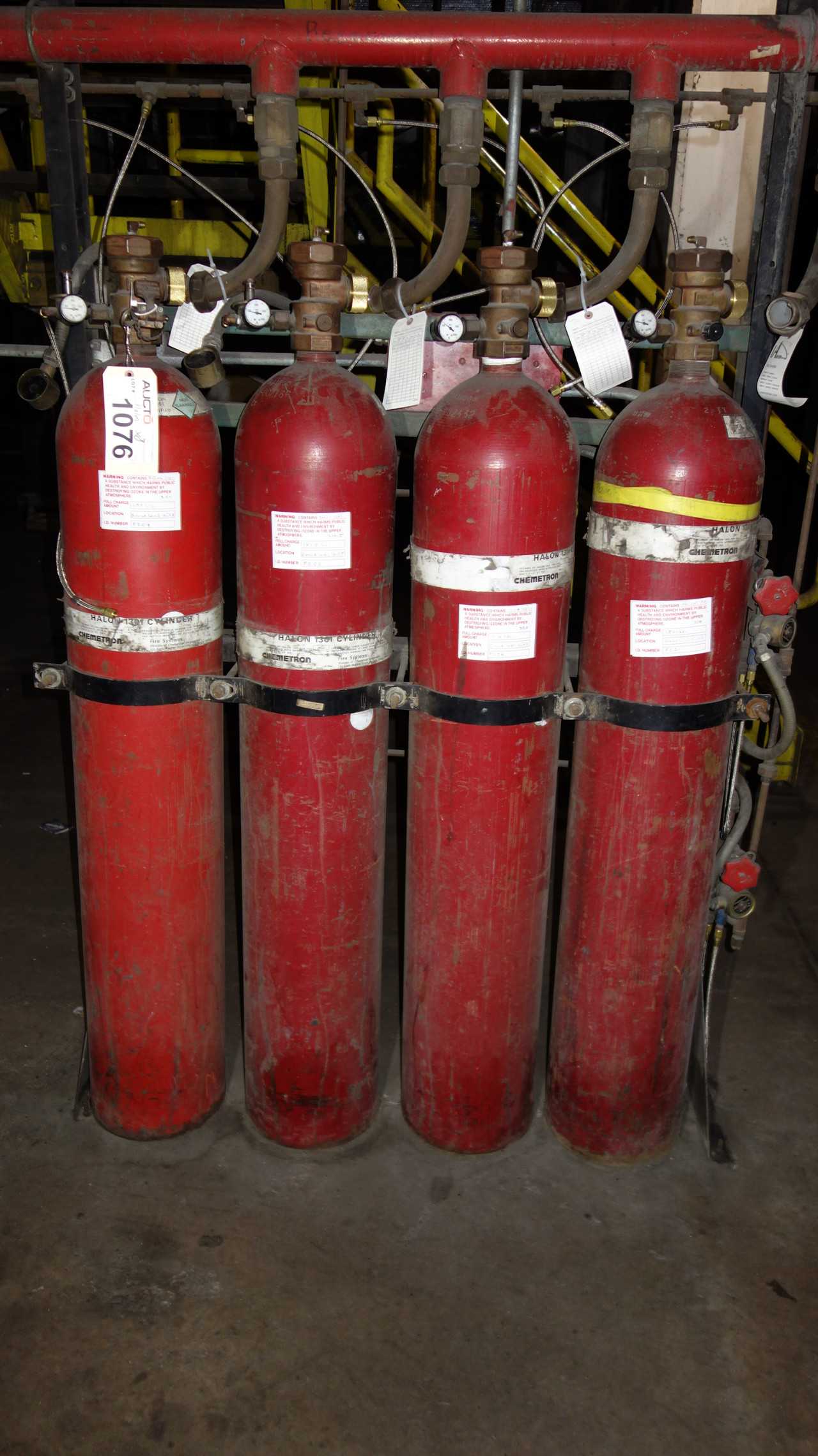 LOT OF 8 CHEMETRON 1301 FIRE SUPRESSION CYLINDERS - SAFETY EQUIPMENT