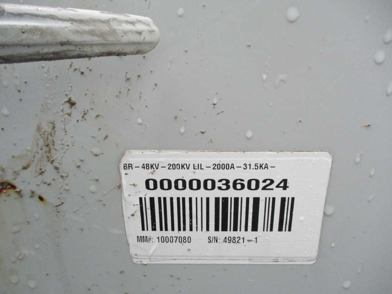 1997 Siemens SPS SF6 Breaker. Type SPS-48.3-31.5-1. 48.3kv, 2000A - CIRCUIT BREAKERS