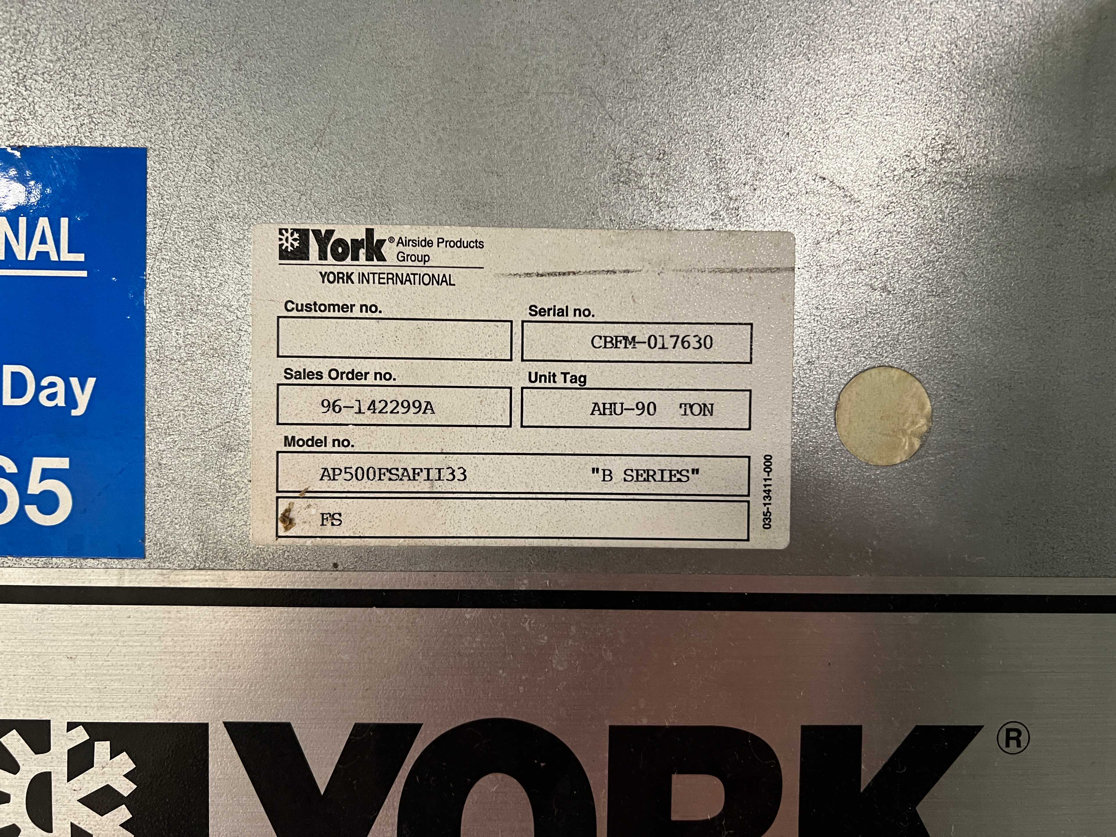 YORK AP500FSAFII33 AIR HANDLER - BLOWER FAN