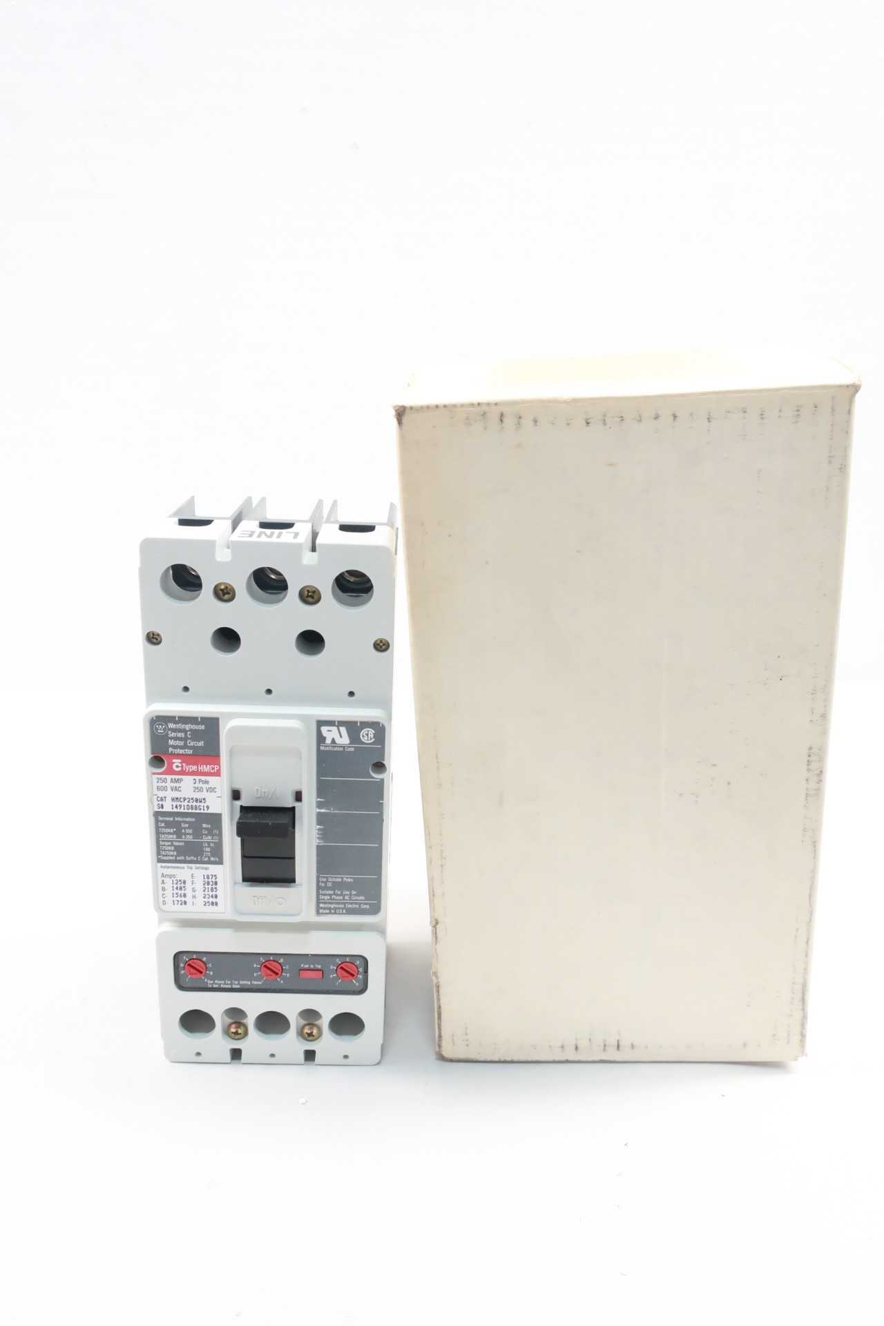 WESTINGHOUSE HMCP250W5 3P 250A AMP 600V-AC MOLDED CASE CIRCUIT BREAKER - CIRCUIT BREAKERS