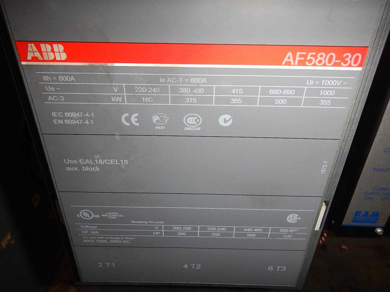 600 HP ABB Starter and Disconnect - MOTOR STARTERS