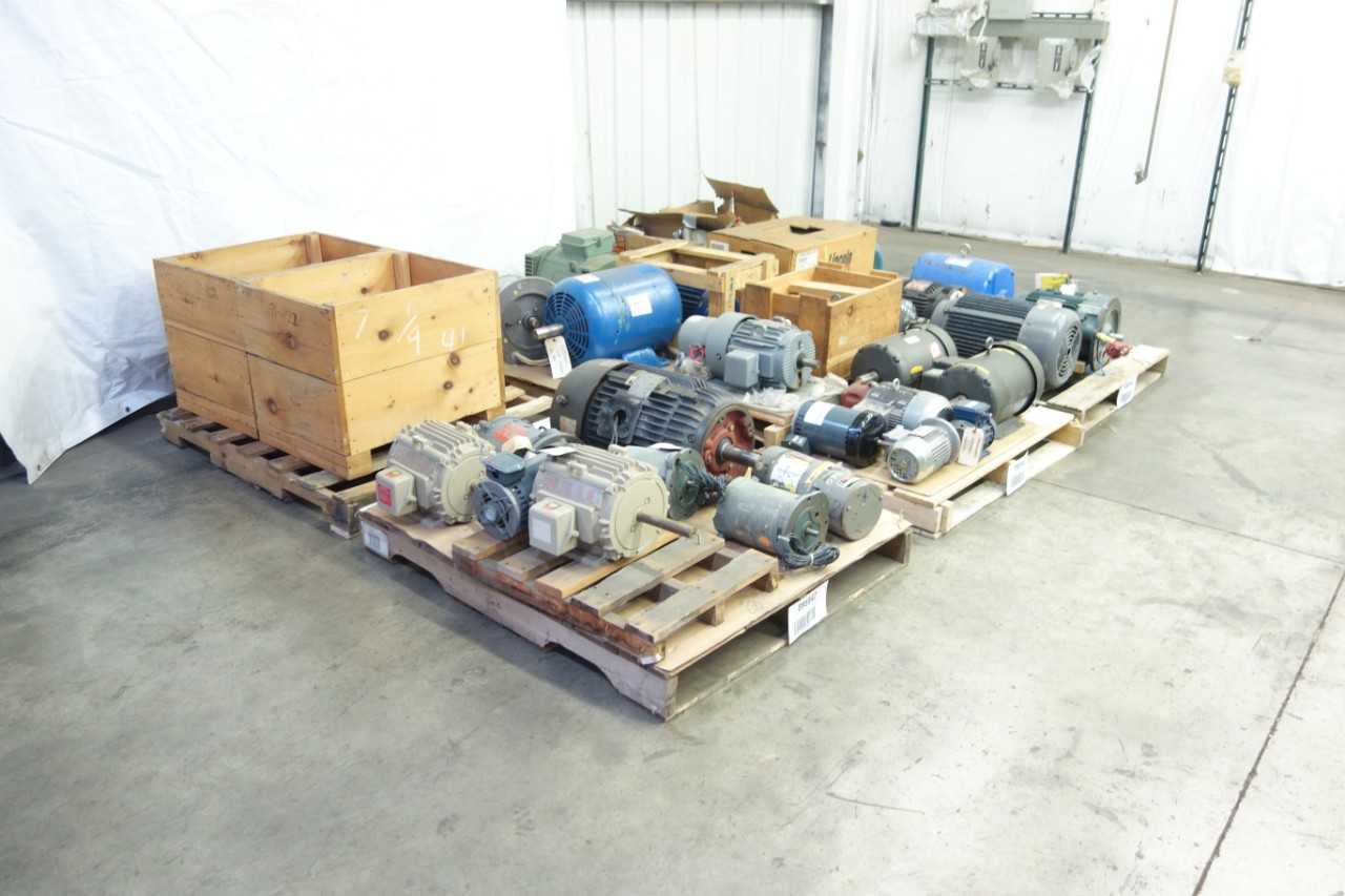 6 PALLETS OF ASSORTED AC/DC MOTORS - ELECTRIC MOTORS