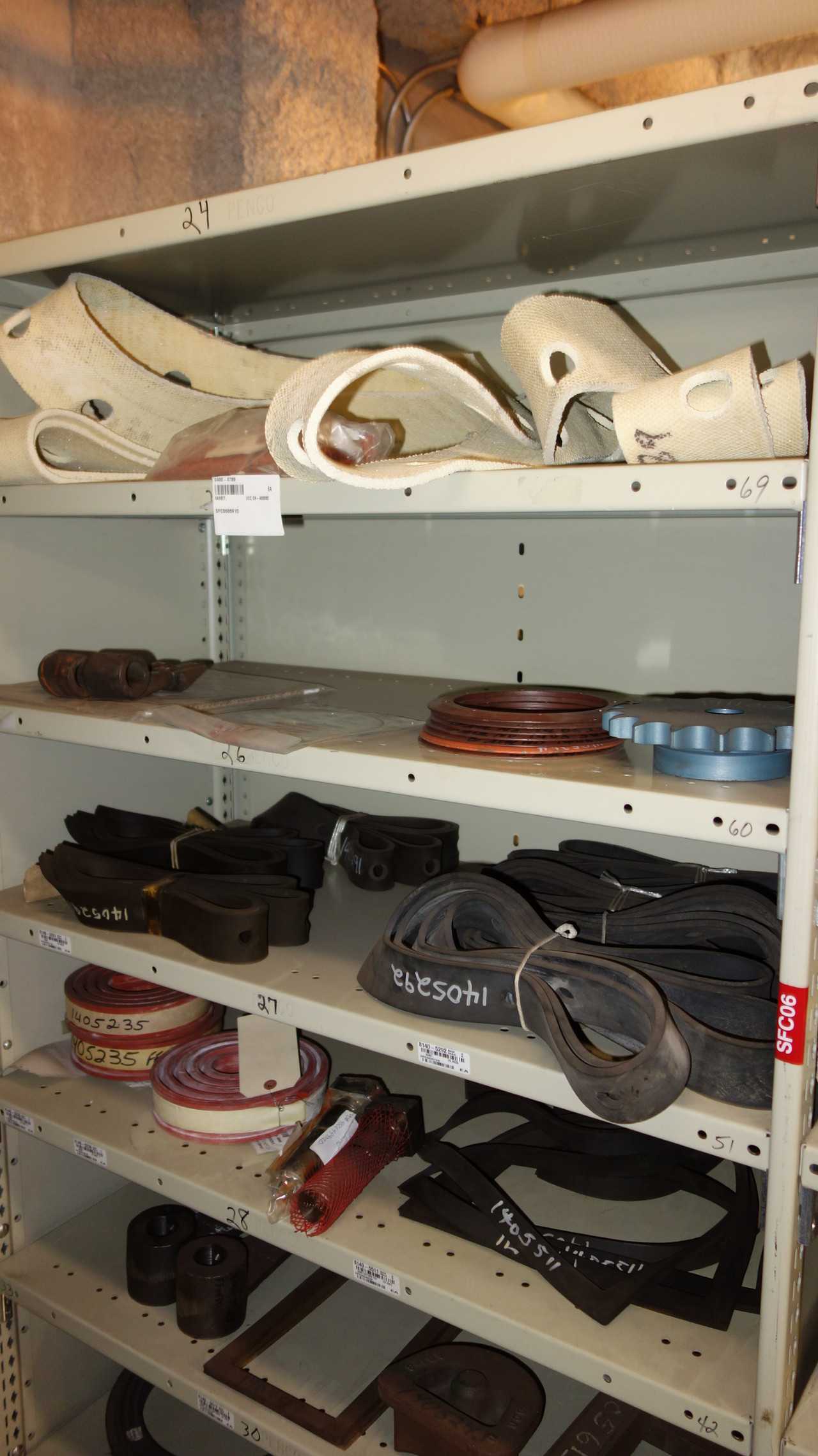 CONTENTS OF 3 SHELF COLUMNS, TURBINE PARTS - SHELVING