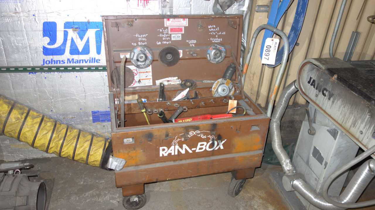RAM-BOX ROLLING JOB BOX WITH GRINDERS AND SUPPLIES - MISCELLANEOUS