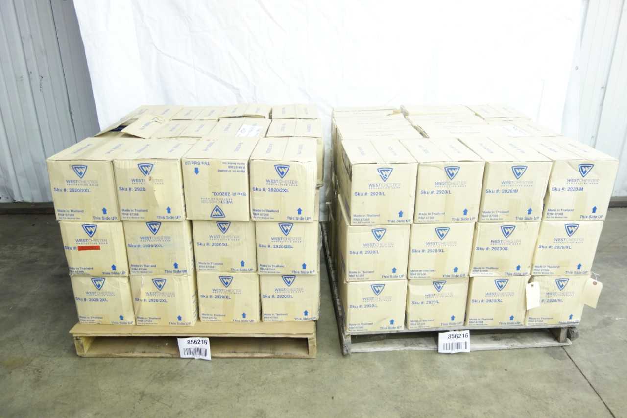 2 PALLETS OF VARIOUS SIZE WEST CHESTER NITRILE DISPOSABLE GLOVES - LAB & SCIENTIFIC
