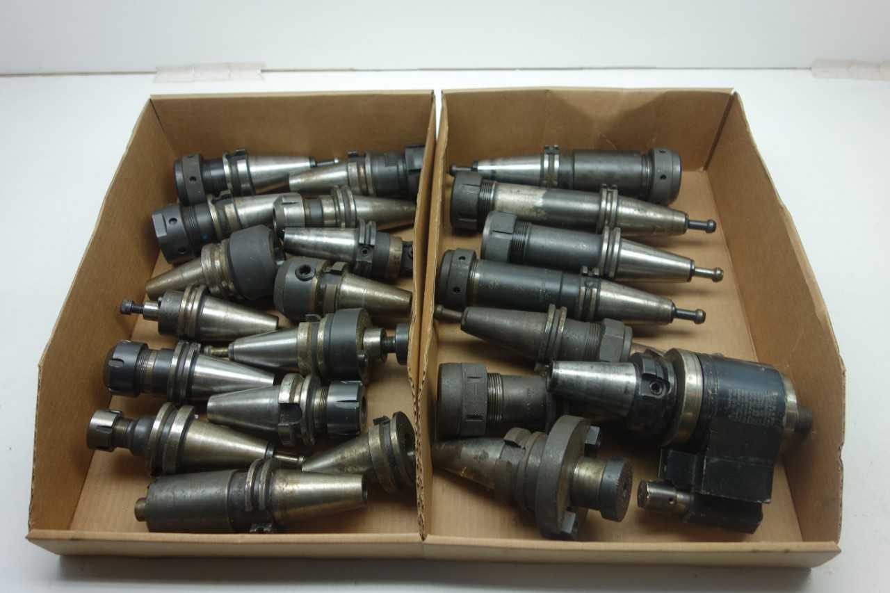 LOT OF ASSORTED CAT40 TOOL HOLDERS WITH ATTACHMENTS - LYNDEX - ELECTRIC POWER TOOLS