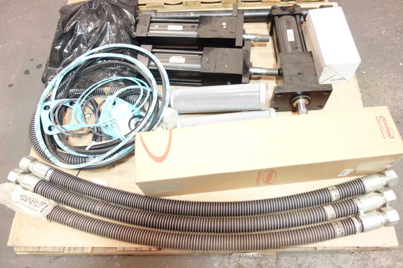 2 PALLETS OF ASSORTED FILTERS, HOSES, CYLINDERS, PUMPS, MOTOR- PARKER, PALL EATON - ELECTRIC MOTORS