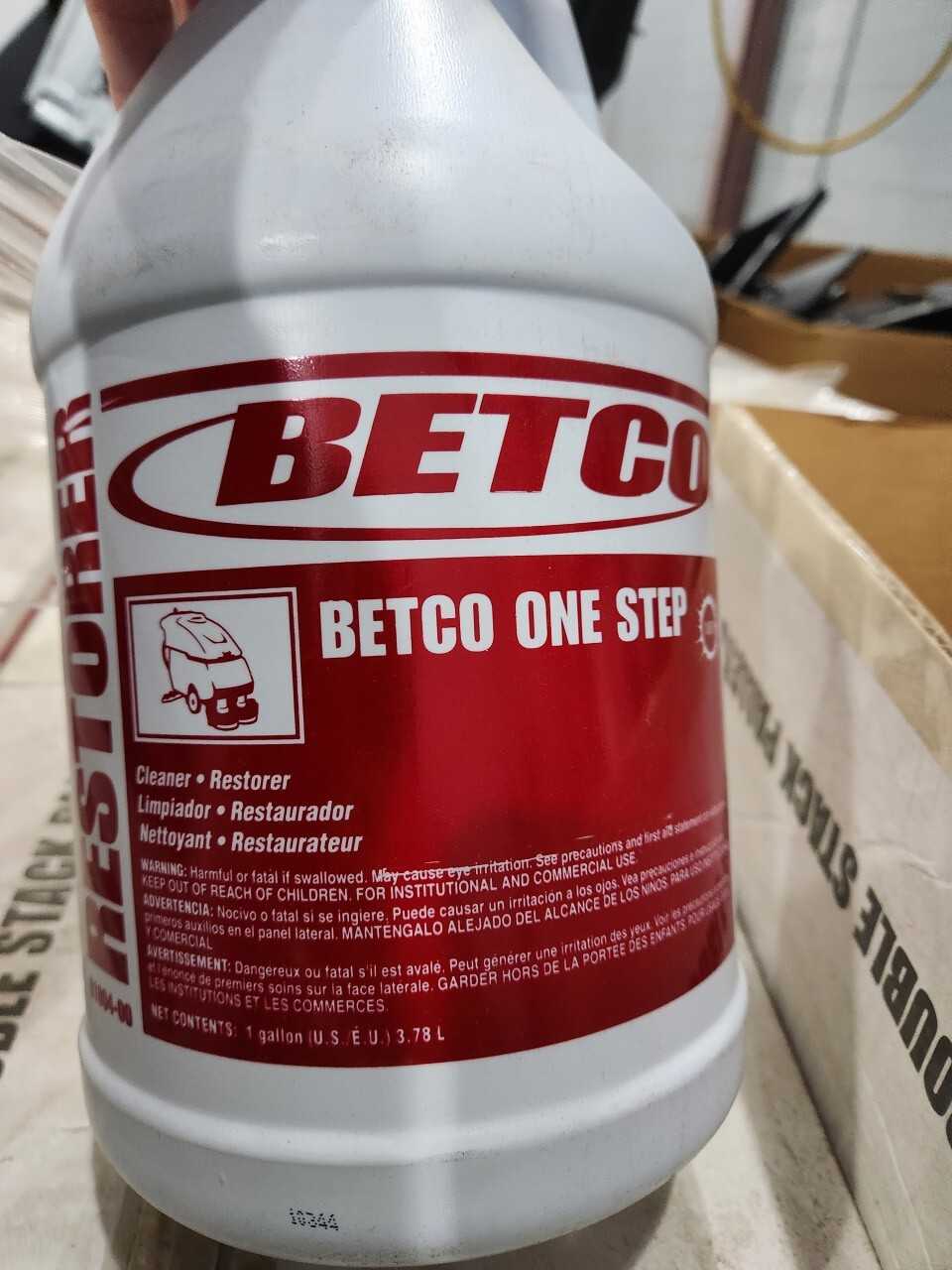 Betco floorcleaner.  38 cases, 4 gallons per case (all appear to have 4 jugs) - MISCELLANEOUS