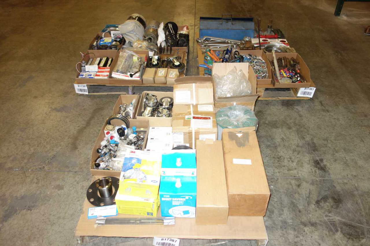 3 PALLETS OF ASSORTED INDUSTRIAL SURPLUS AND SUPPLIES - ELECTRICAL COMPONENTS