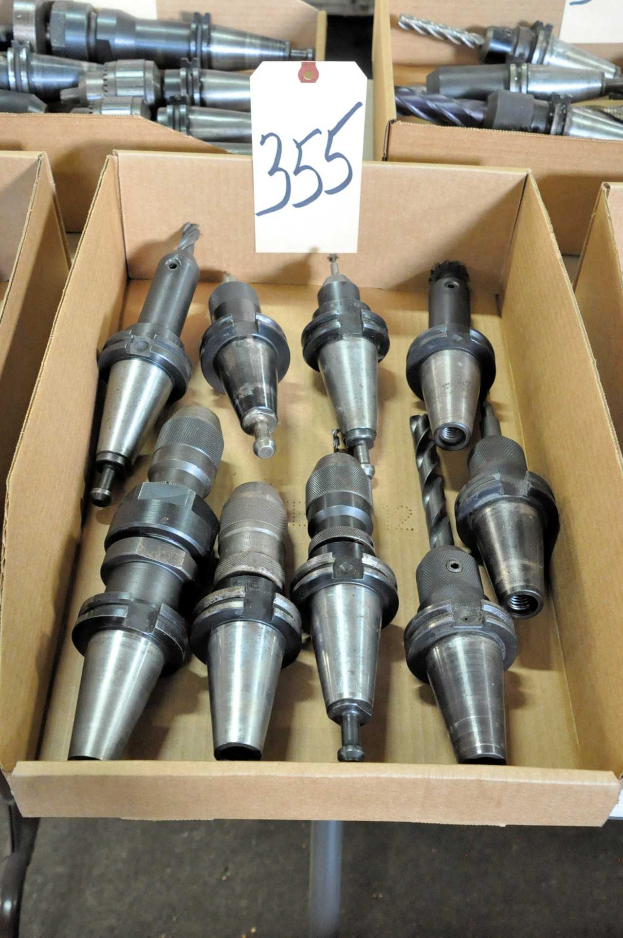 9 CAT40 Taper Tool Holders with Chucks and Cutters in 1 Box - ELECTRIC POWER TOOLS