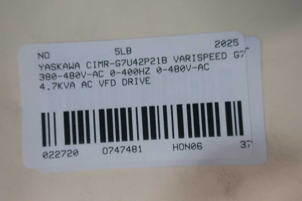 YASKAWA CIMR-G7U42P21B VARISPEED G7 380-480V-AC 0-400HZ 0-480V-AC 4.7KVA AC VFD DRIVE - MOTOR DRIVES