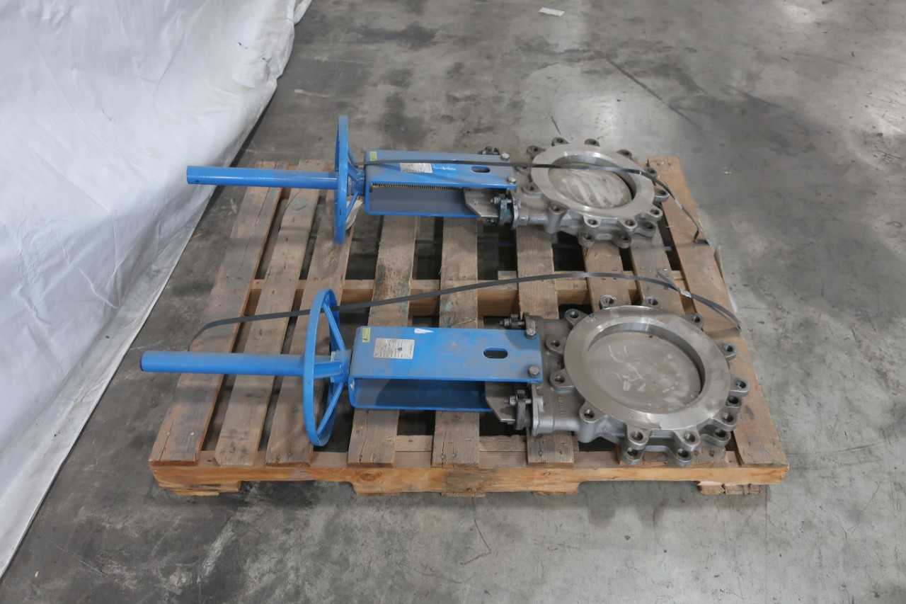 LOT OF 2 ACT AMERICAN CONTROLS TECHNOLOGY 20-3434M-10 KNIFE GATE VALVES - KNIFE GATE VALVE
