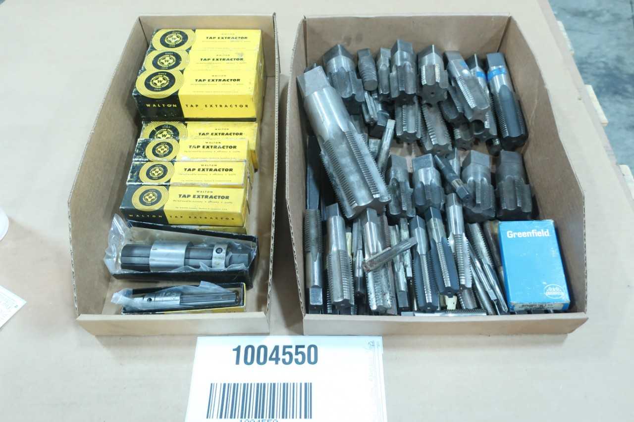 15 ASSORTED SIZE WALTON TAP EXTRACTORS. STYLE 4 FLUTE, SIZES (1' 1/2'in) (1in)(7/8in) - HAND TOOLS