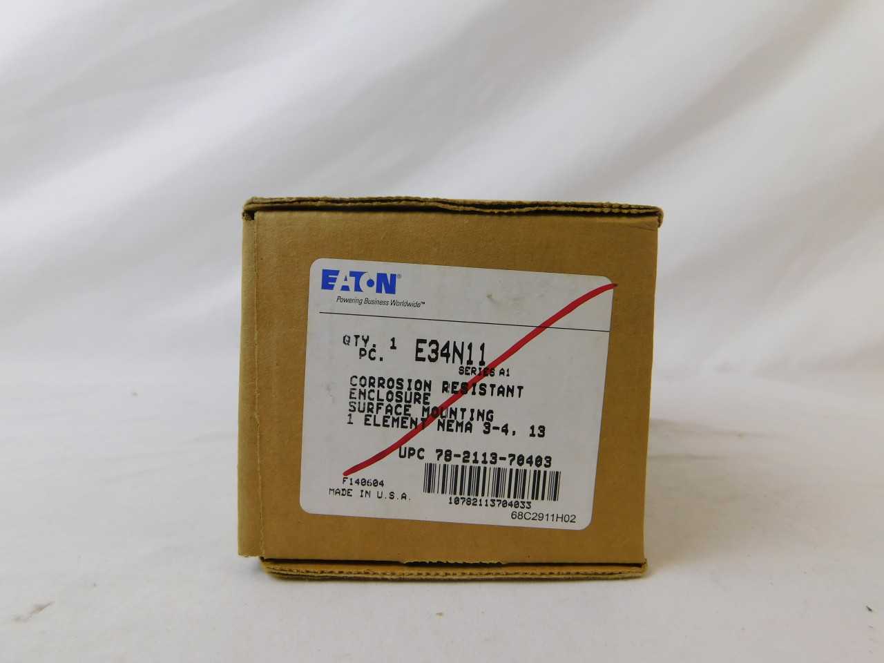 Quantity of 2 New Surplus Eaton E34N11 Pushbutton Enclosure Surface Mount - ELECTRICAL COMPONENTS
