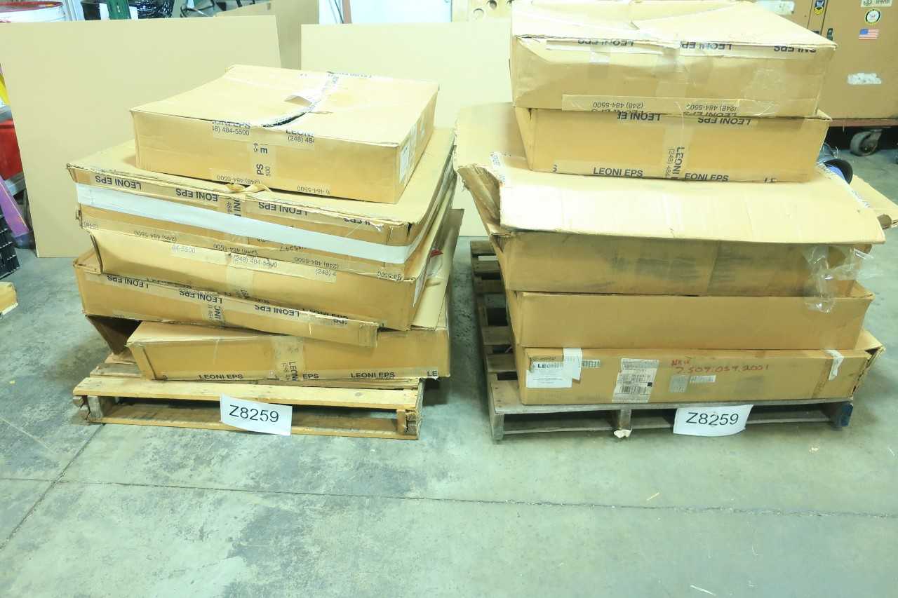 2 PALLETS OF ASSORTED ELECTRICAL 7.358.052.3901 CORRUGATED UMBILICAL CABLE-WIRE CONTROLS- LEONI - ELECTRICAL COMPONENTS