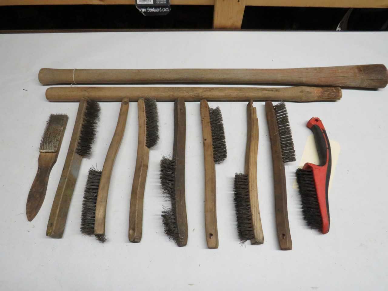 LOT OF 11 ASSORTED WIRE BRUSHES & HANDLES - ELECTRIC POWER TOOLS