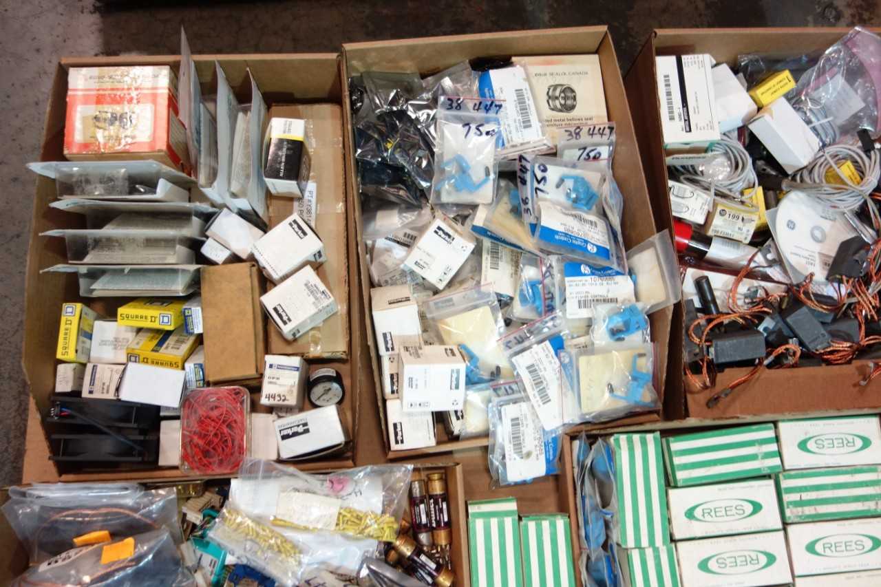 4 PALLETS OF ASSORTED MISCELLANEOUS INDUSTRIAL SURPLUS - ELECTRICAL COMPONENTS