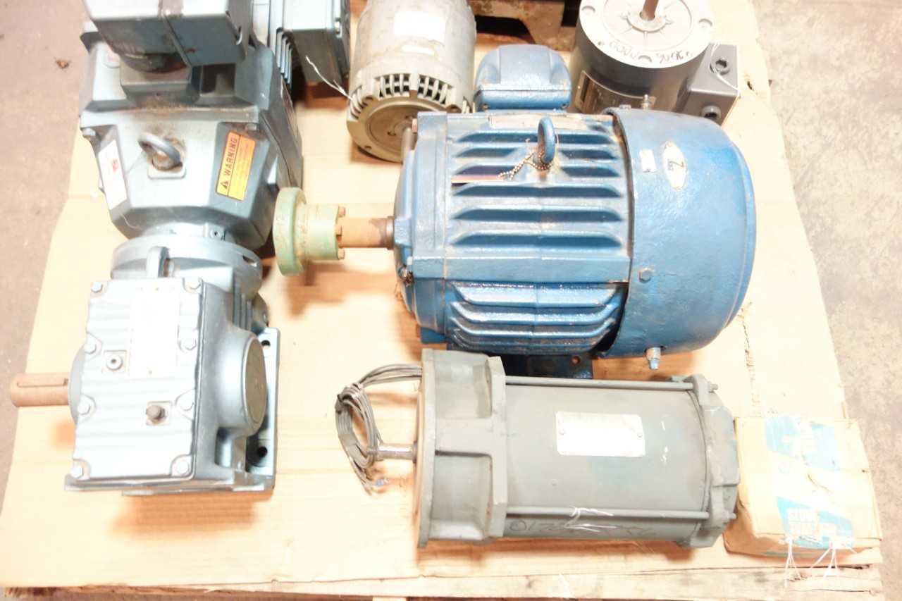1 PALLET OF ASSORTED ELECTRICAL AC MOTORS, DC MOTOR- GENERAL ELECTRIC, MAGNETEK, MARATHON, SEW EURODRIVE, RELIANCE - ELECTRIC MOTORS