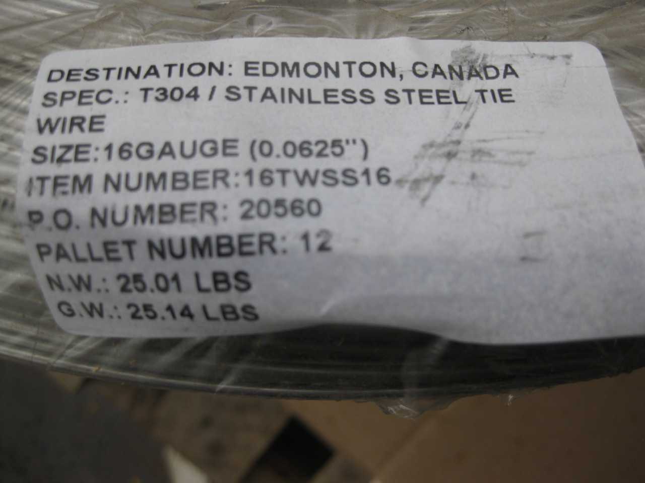 10 ROLLS OF 16 GAUGE STAINLESS TIE WIRE ( 25 LBS PER ROLL - MACHINING ACCESSORIES & TOOLING