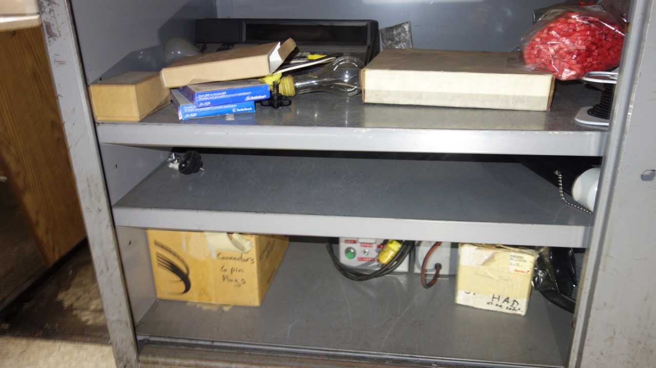 DESK WITH CONTENTS, ASSORTED TEST EQUIPMENT - INDUSTRIAL PARTS