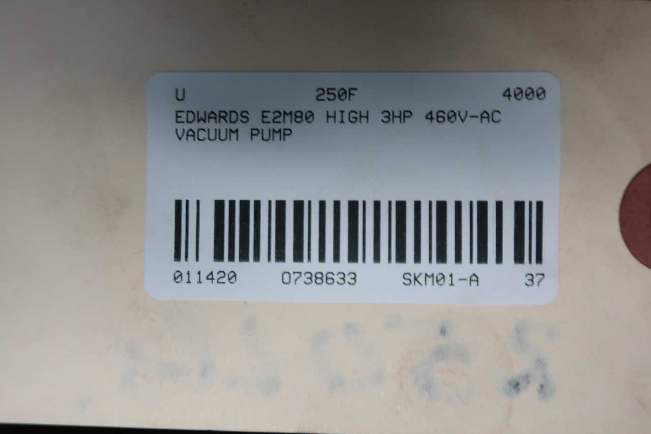 EDWARDS E2M80 ROTARY VANE 3HP 460V-AC VACUUM PUMP - VACUUM PUMP