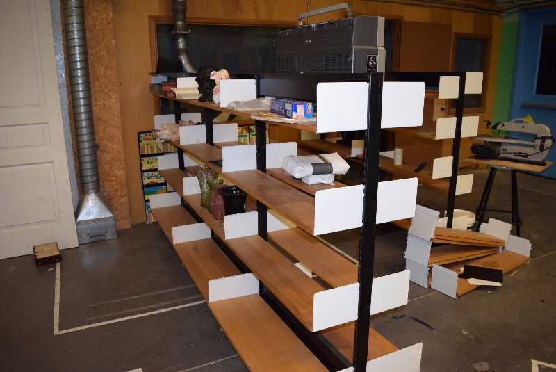 CONTENTS OF SHELVES INCLUDING SHELVES WITH BOOMBOX - MISCELLANEOUS