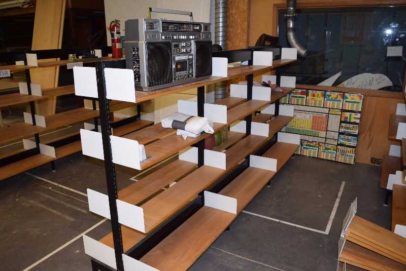CONTENTS OF SHELVES INCLUDING SHELVES WITH BOOMBOX - MISCELLANEOUS
