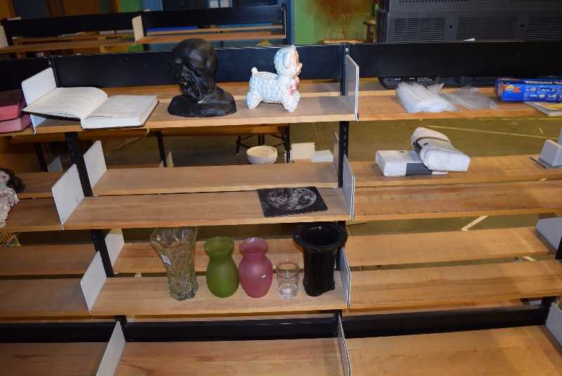 CONTENTS OF SHELVES INCLUDING SHELVES WITH BOOMBOX - MISCELLANEOUS