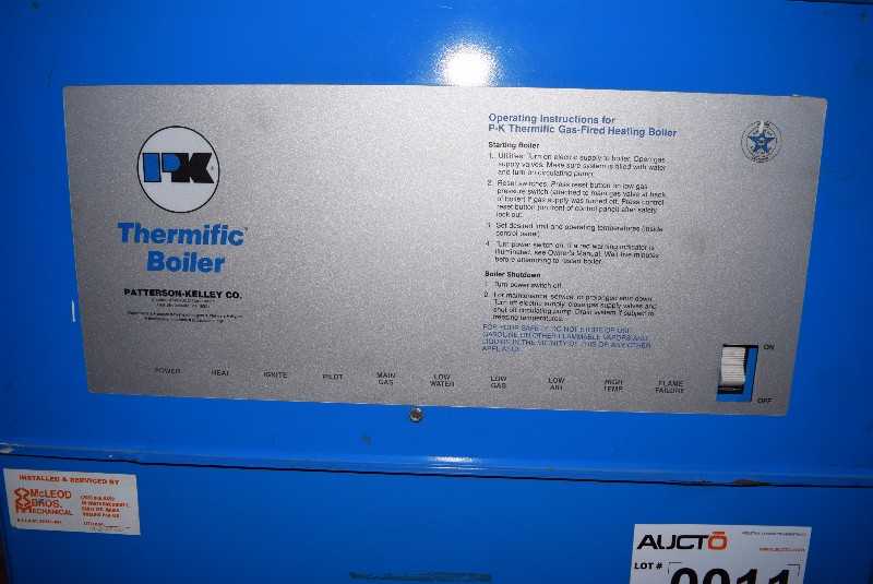 PATTERSON-KELLEY THERMIFIC GAS FIRED HEATING BOILER - MISCELLANEOUS