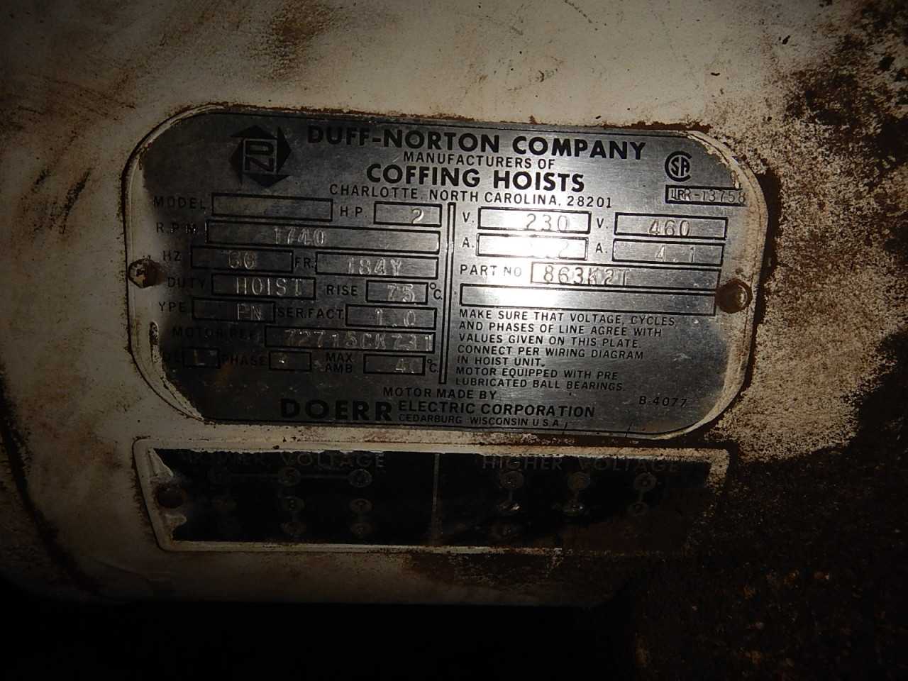 3 Ton Coffing Duff-Norton Hoist - LIFTING EQUIPMENT