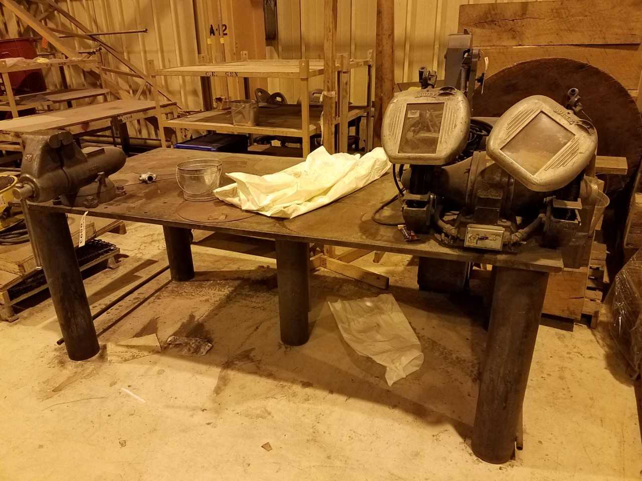 8' x 4' steel work table with Wilton 6" vise - PLANT & FACILITY