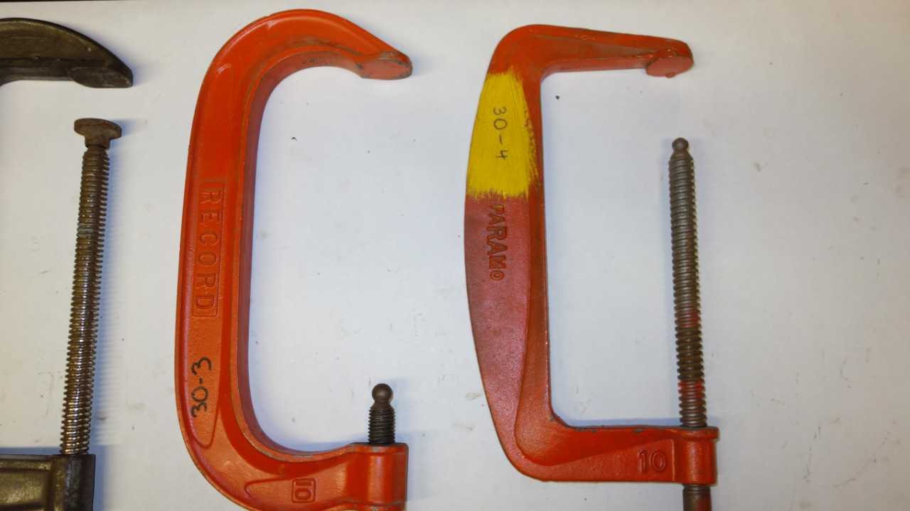 LOT OF 8 ASSORTED C-CLAMPS 6IN-10IN - HAND TOOLS